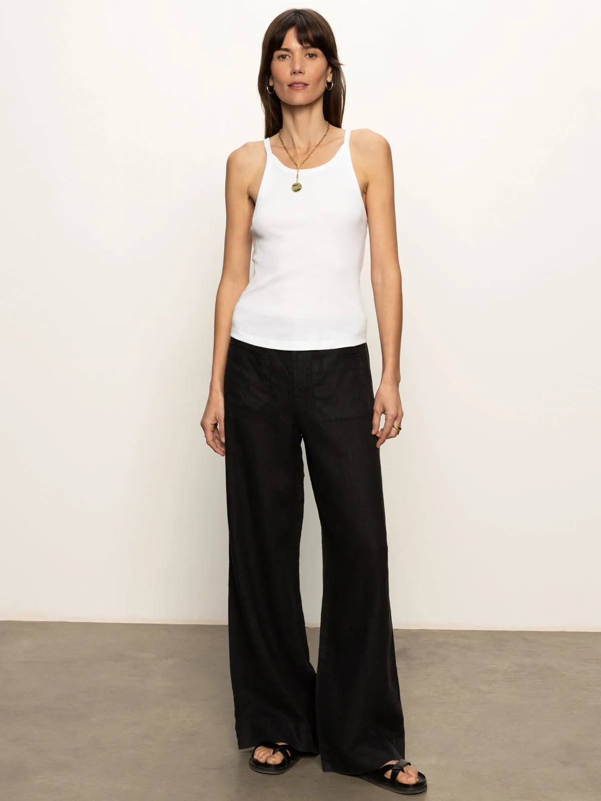 Ribbed Racer Tank White