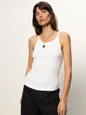 Ribbed Racer Tank White