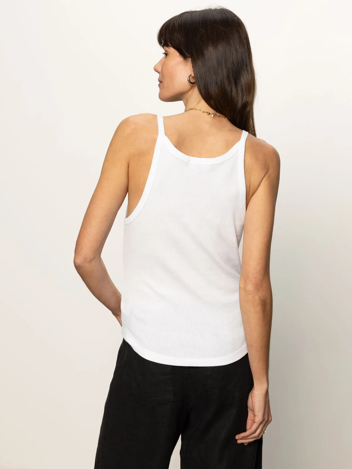 Ribbed Racer Tank White