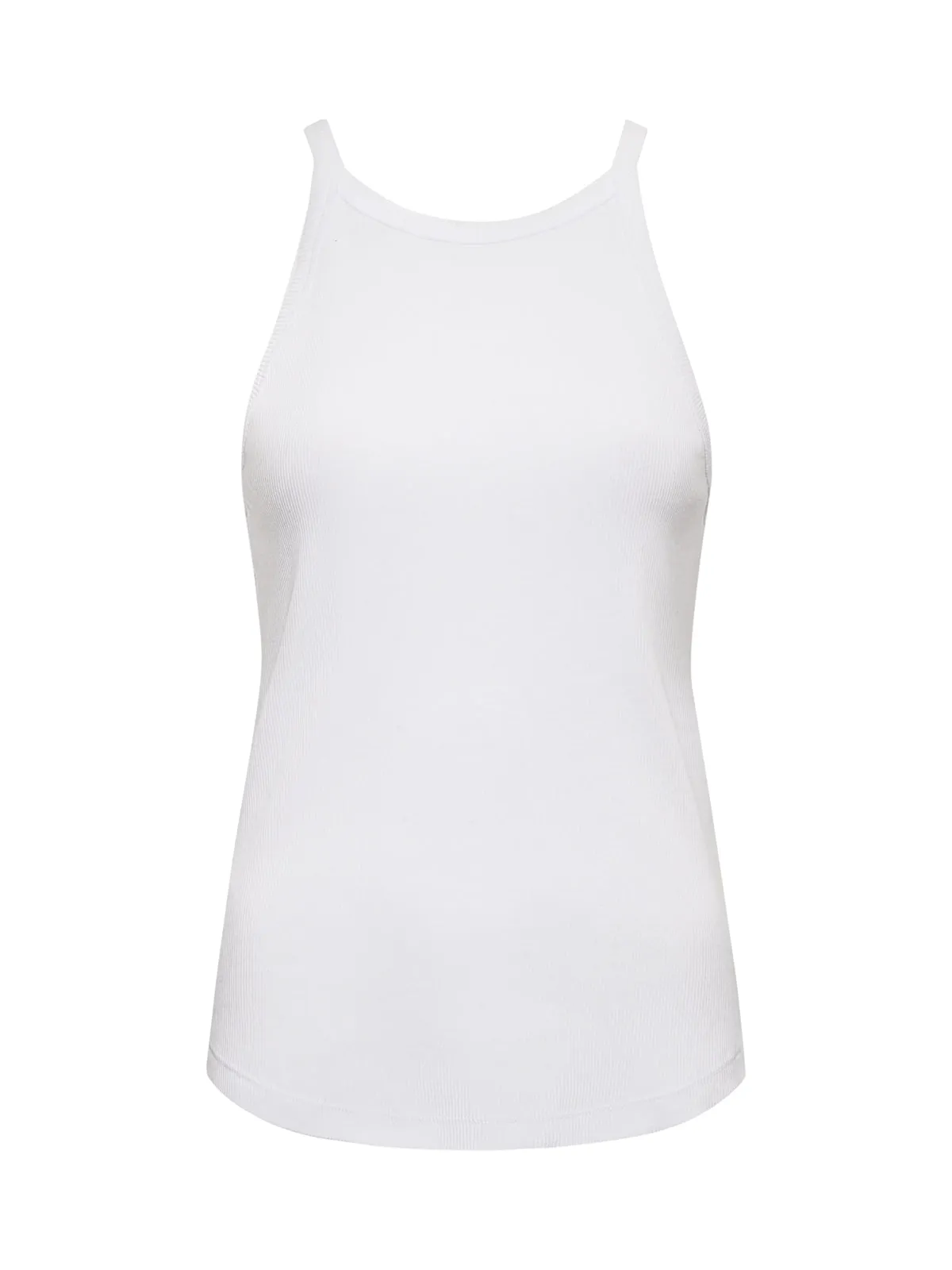 Ribbed Racer Tank White
