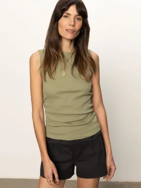 Ribbed Ruched Tank Sage