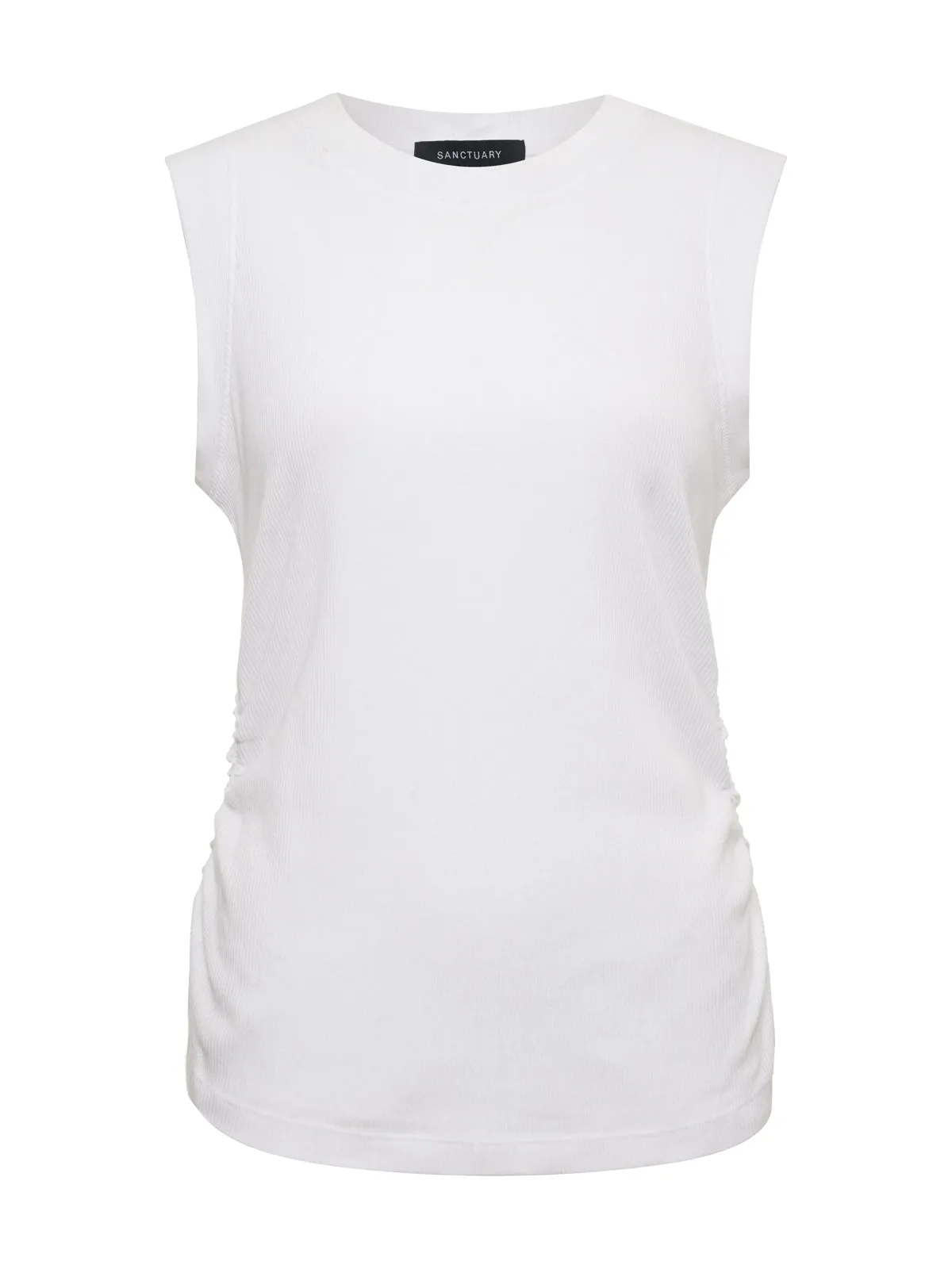 Ribbed Ruched Tank White