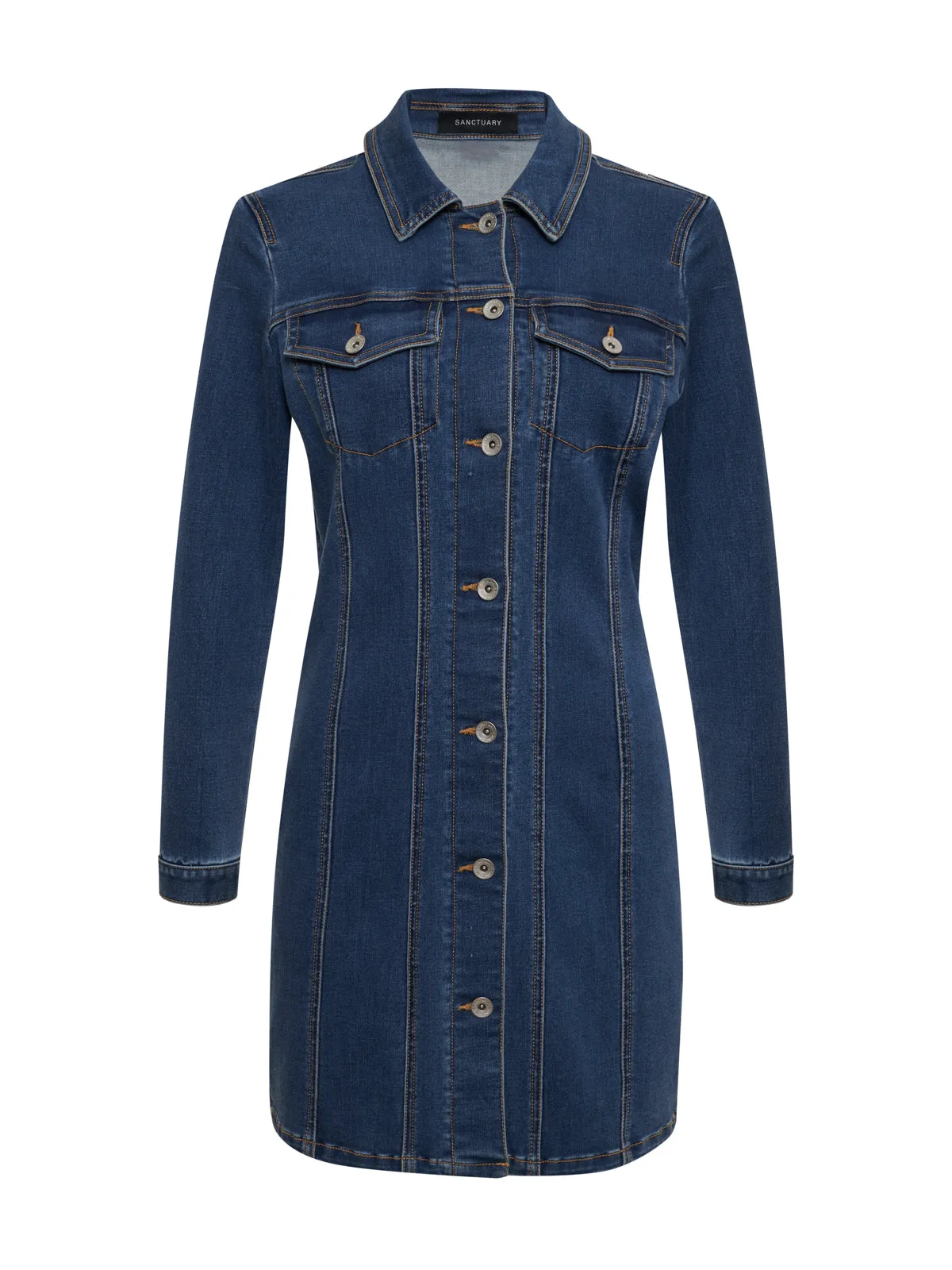Sculpted Denim Mini Dress Royalty