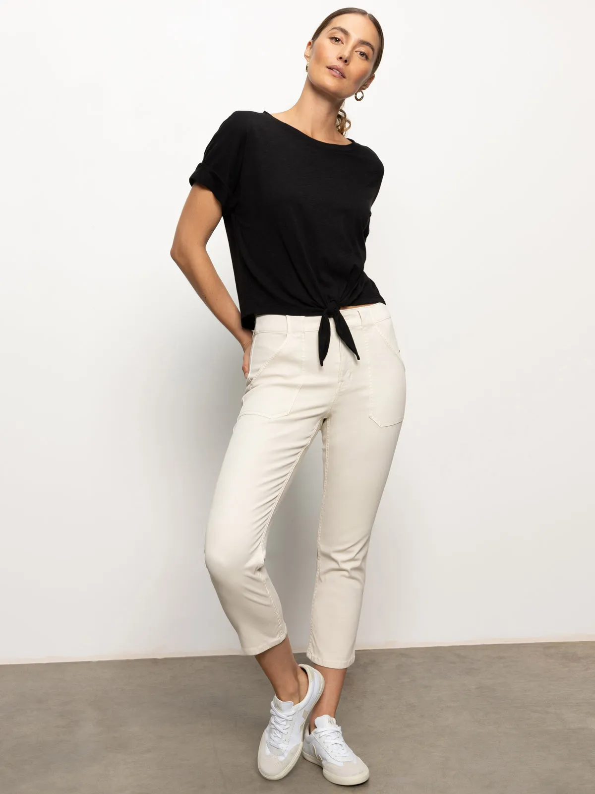 Sculpted Hayden Standard Rise Straight Crop Pants Light Oat