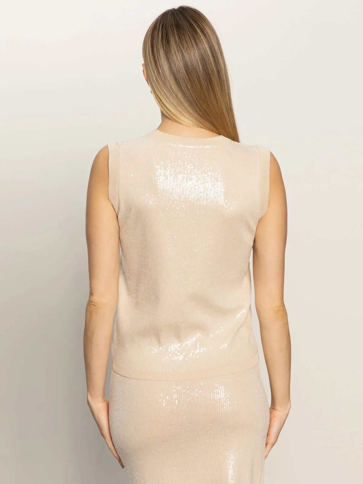 Sequin Knitwear Shell Sweater Sandstone