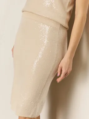 Sequin Pencil Skirt Sandstone