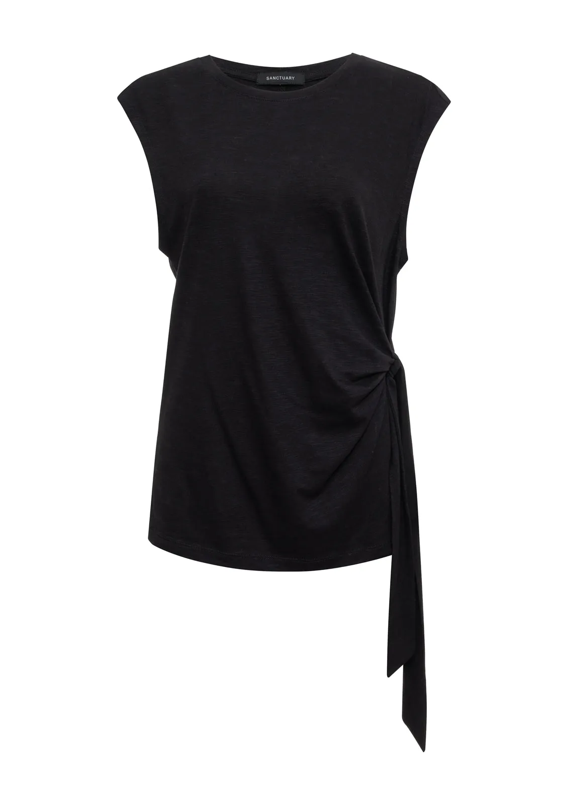 Side Tie Muscle Tee Black