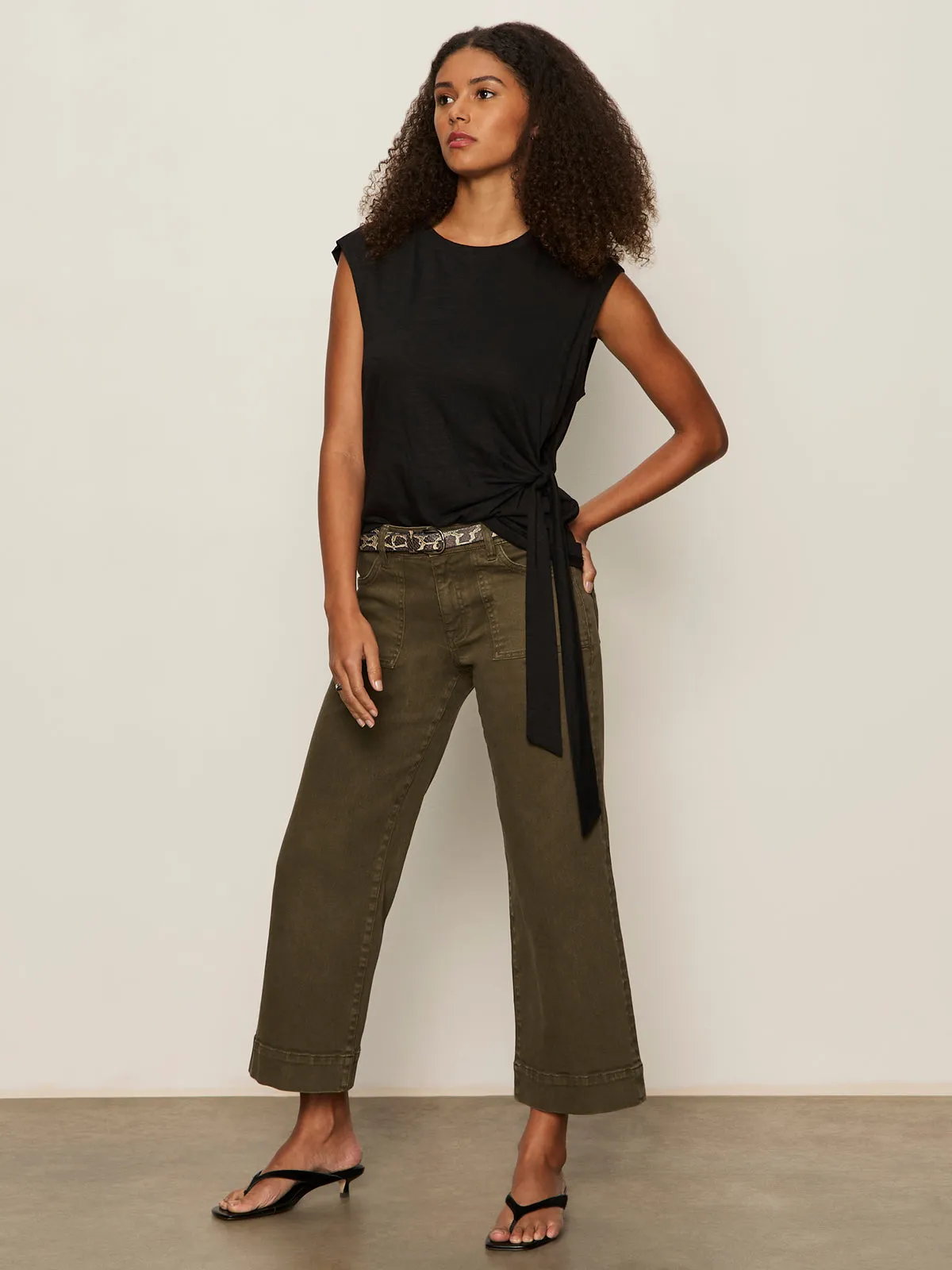 Side Tie Muscle Tee Black
