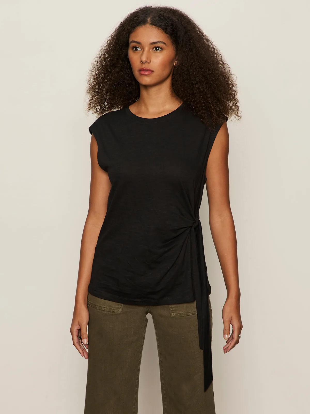 Side Tie Muscle Tee Black