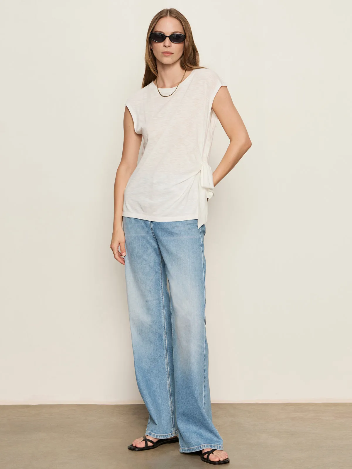 Side Tie Muscle Tee White