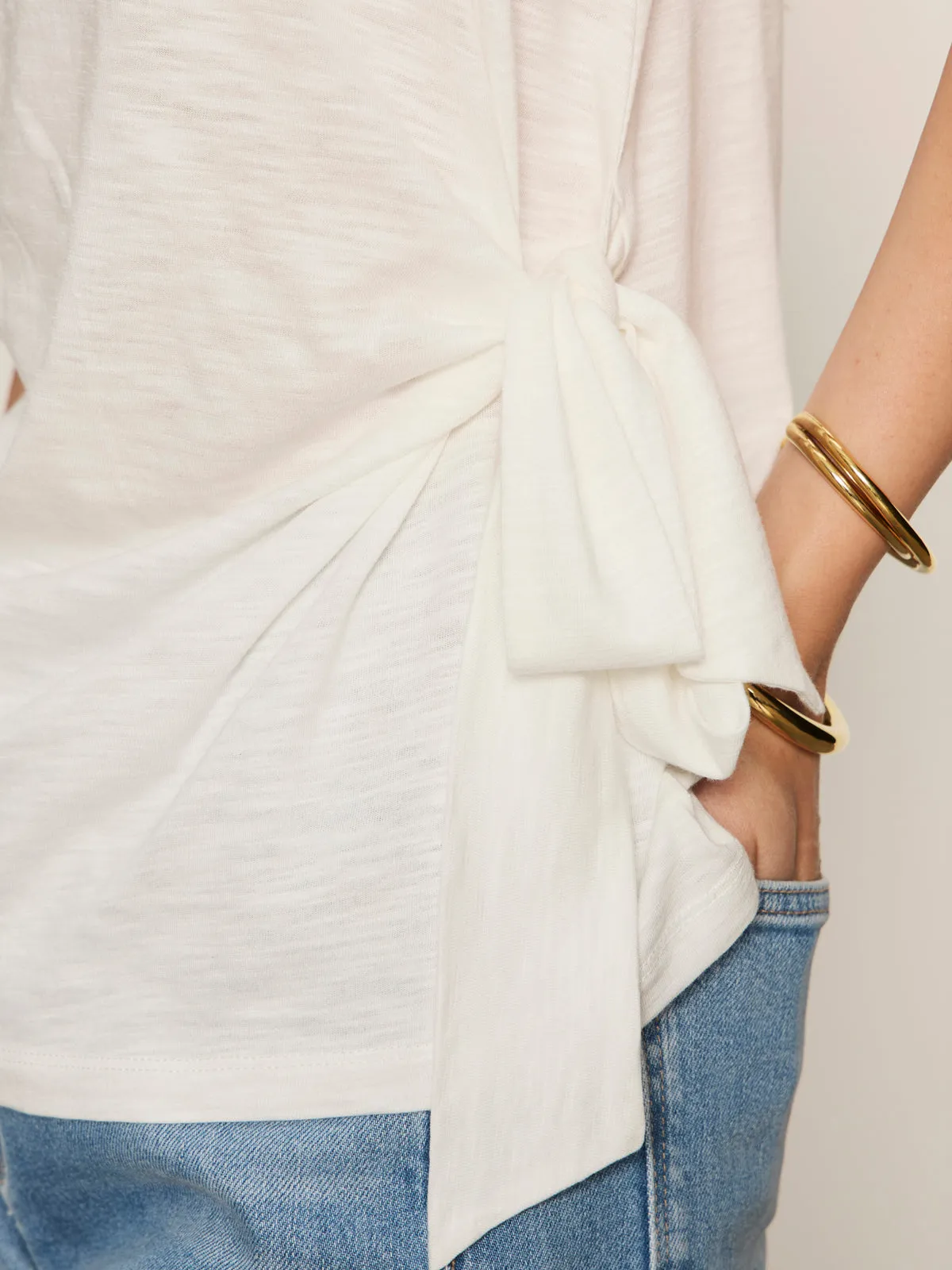 Side Tie Muscle Tee White