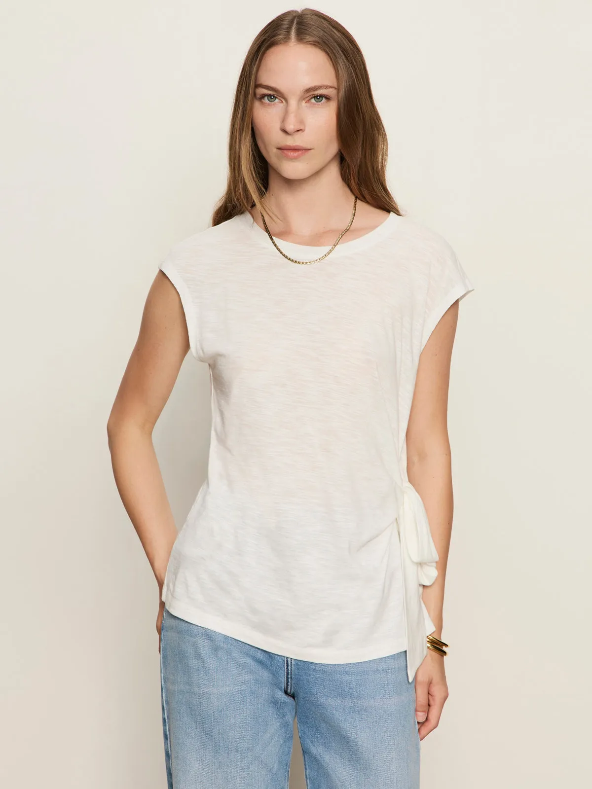 Side Tie Muscle Tee White