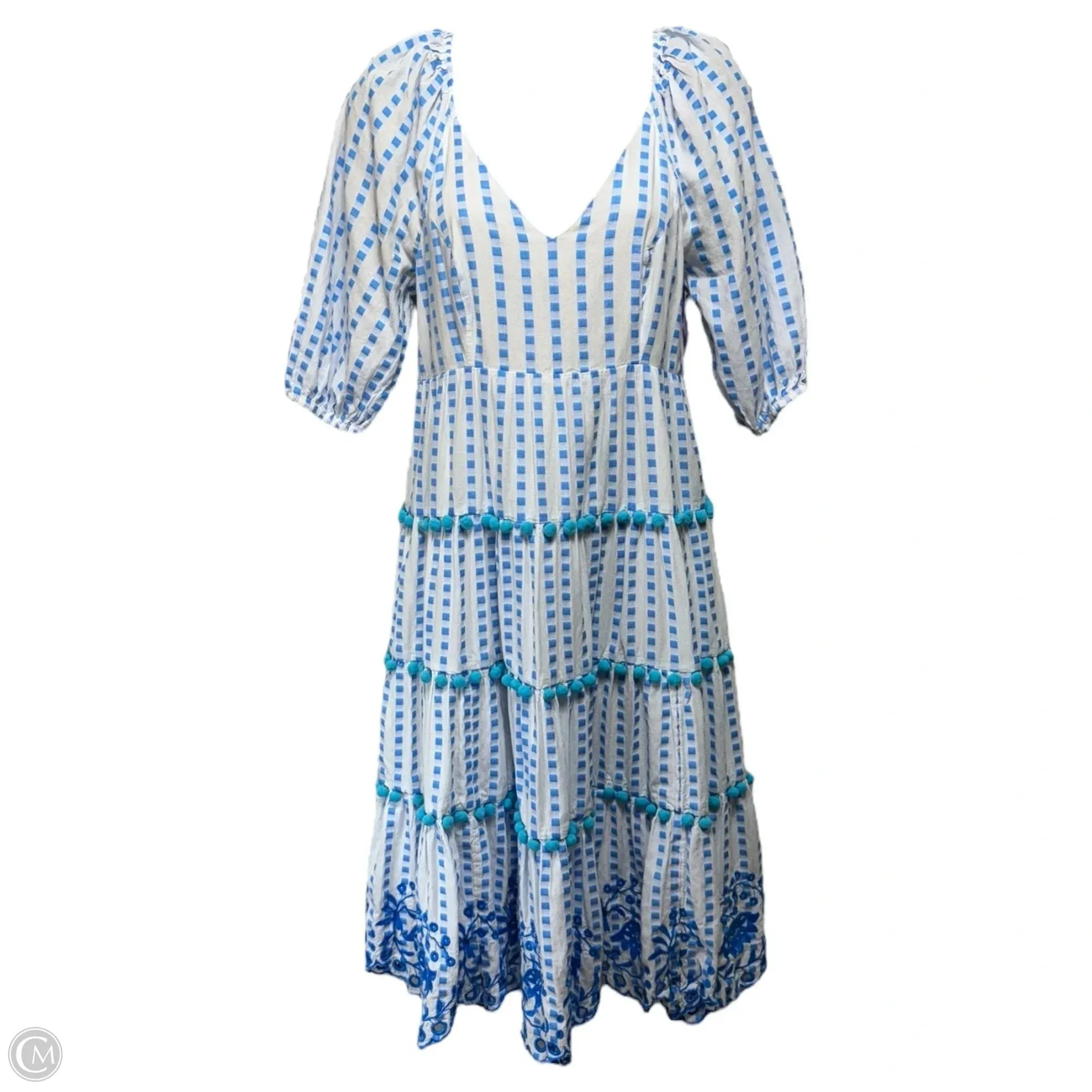 Sidney Midi Dress Designer By Lilly Pulitzer In Blue Flare Gingham Stripe Jacquard, Size: 2
