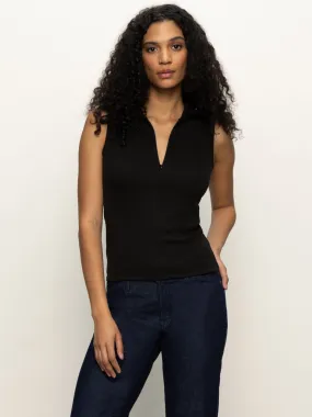 Sleeveless Zip Mock Top Black