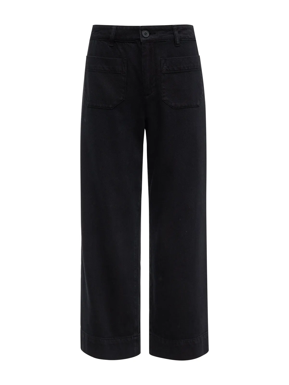 Soft Marine Wide Leg Standard Rise Crop Pant Black