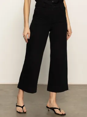 Soft Marine Wide Leg Standard Rise Crop Pant Black