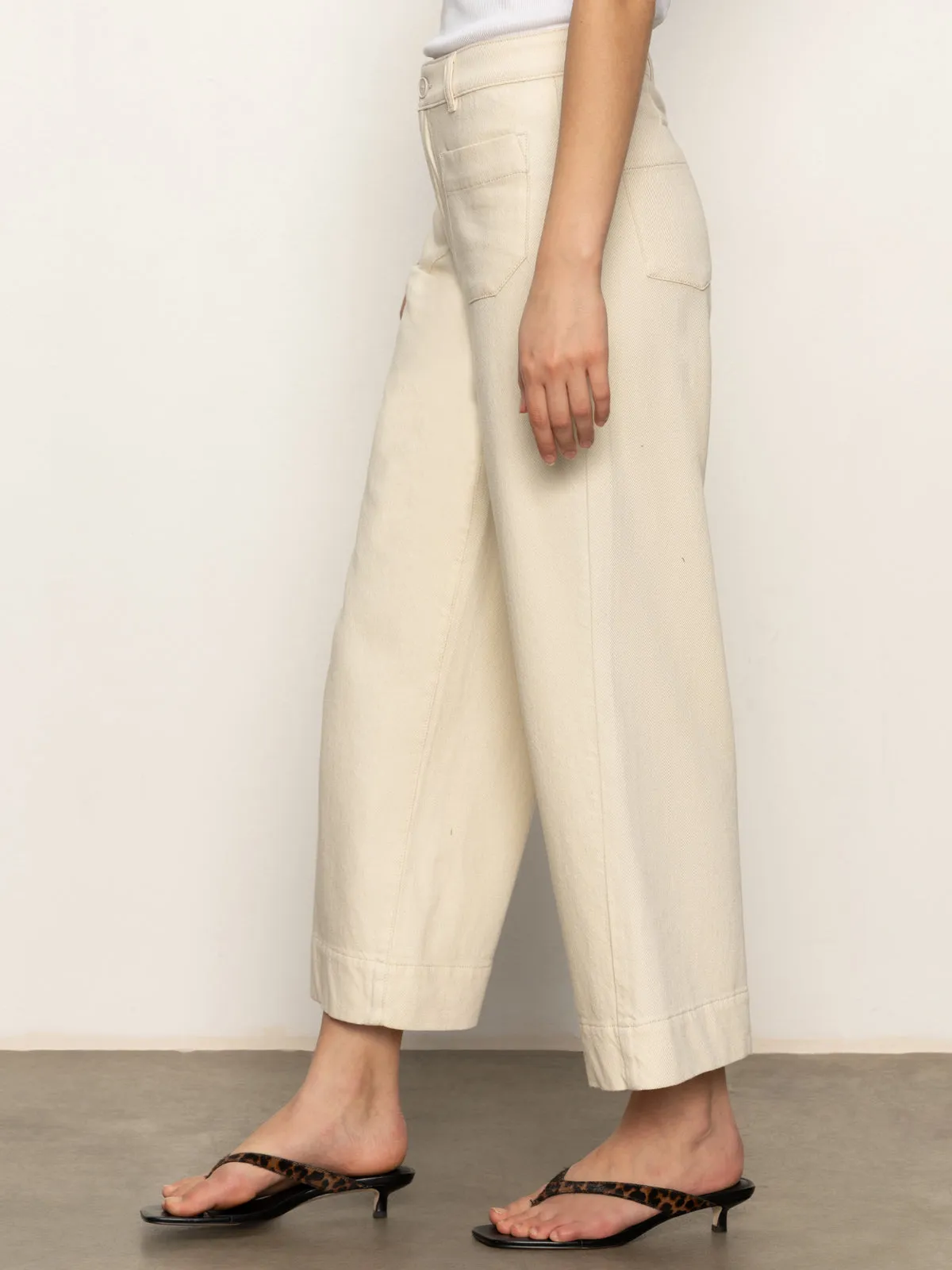 Soft Marine Wide Leg Standard Rise Crop Pant Macrame