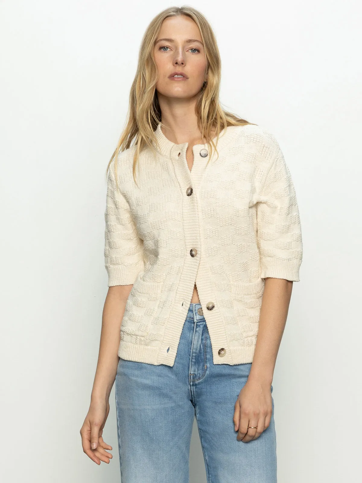 Textured Knitted Jacket Eco Natural