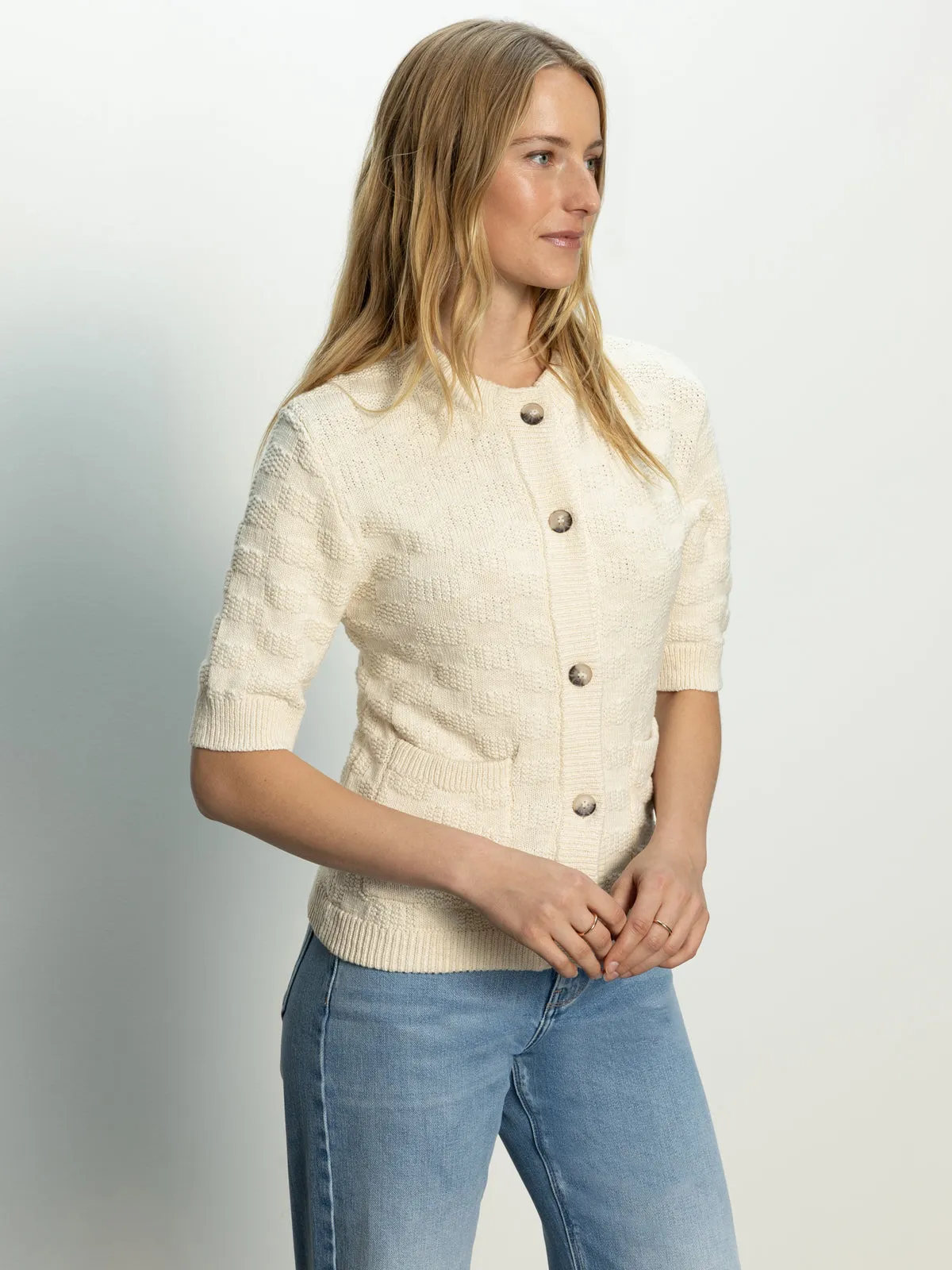Textured Knitted Jacket Eco Natural