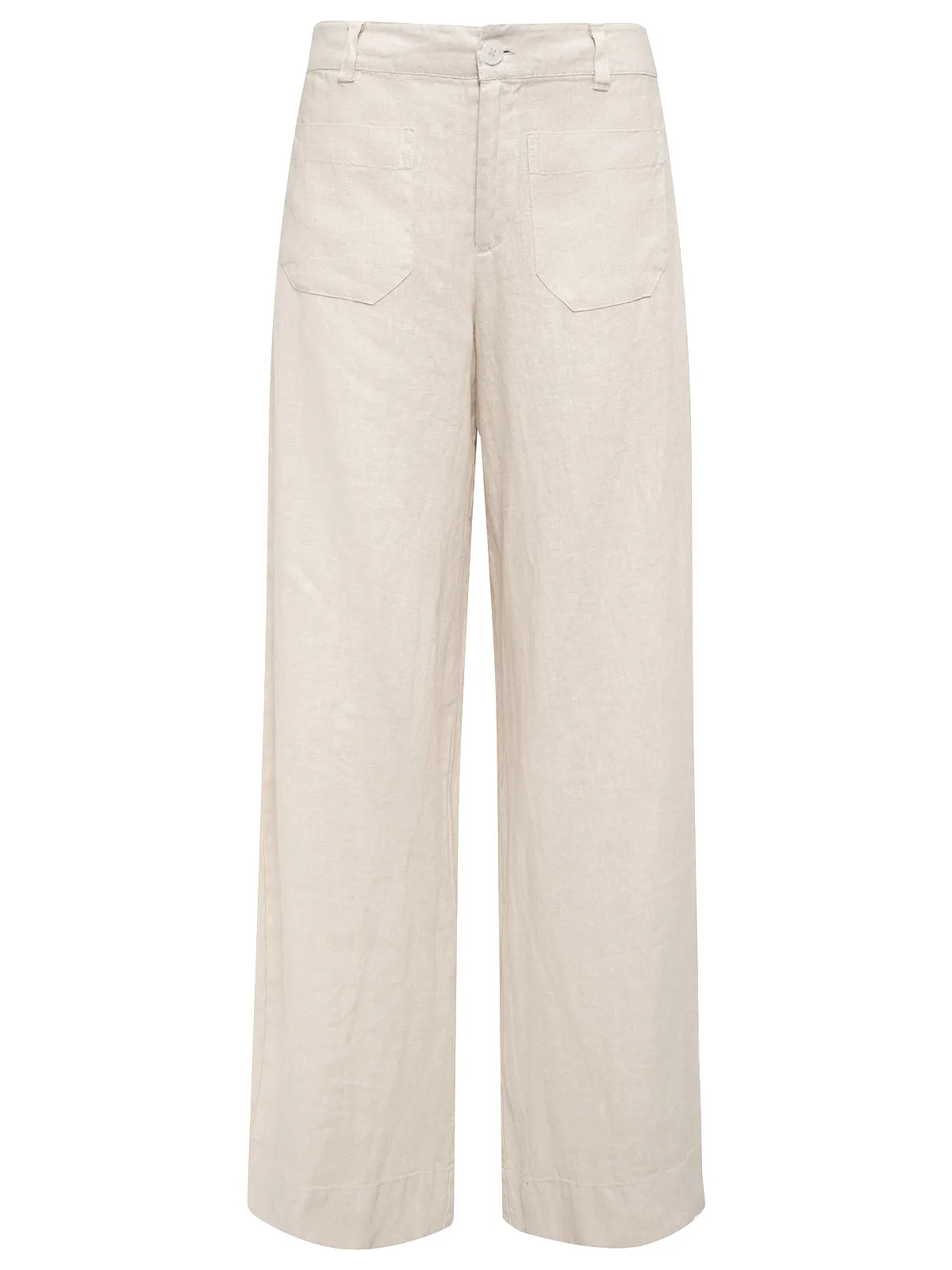 The Linen Marine Wide Leg Semi-High Rise Pant Birch
