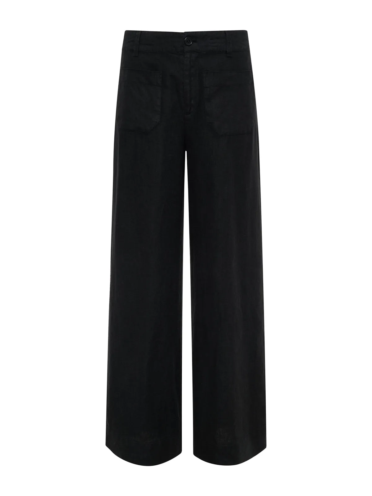 The Linen Marine Wide Leg Semi-High Rise Pant Black Extended Sizing