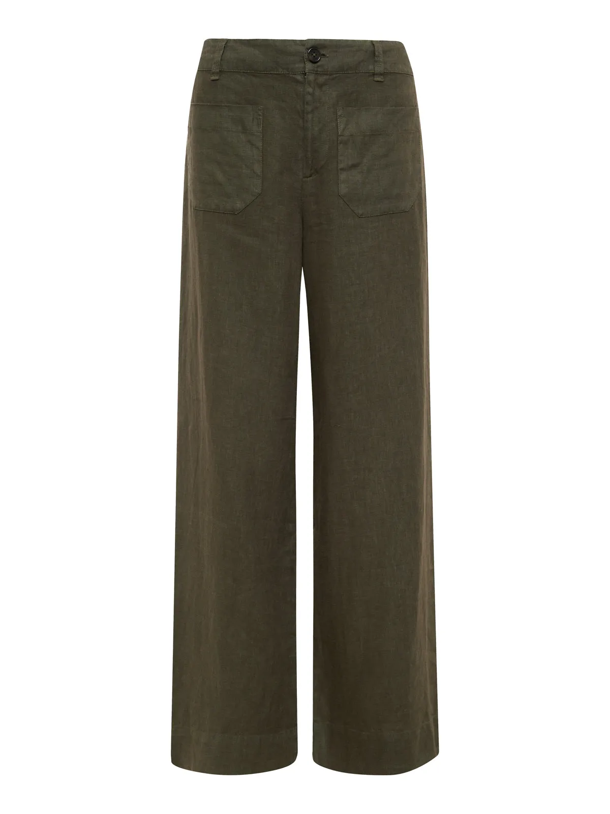 The Linen Marine Wide Leg Semi-High Rise Pant Kalamata