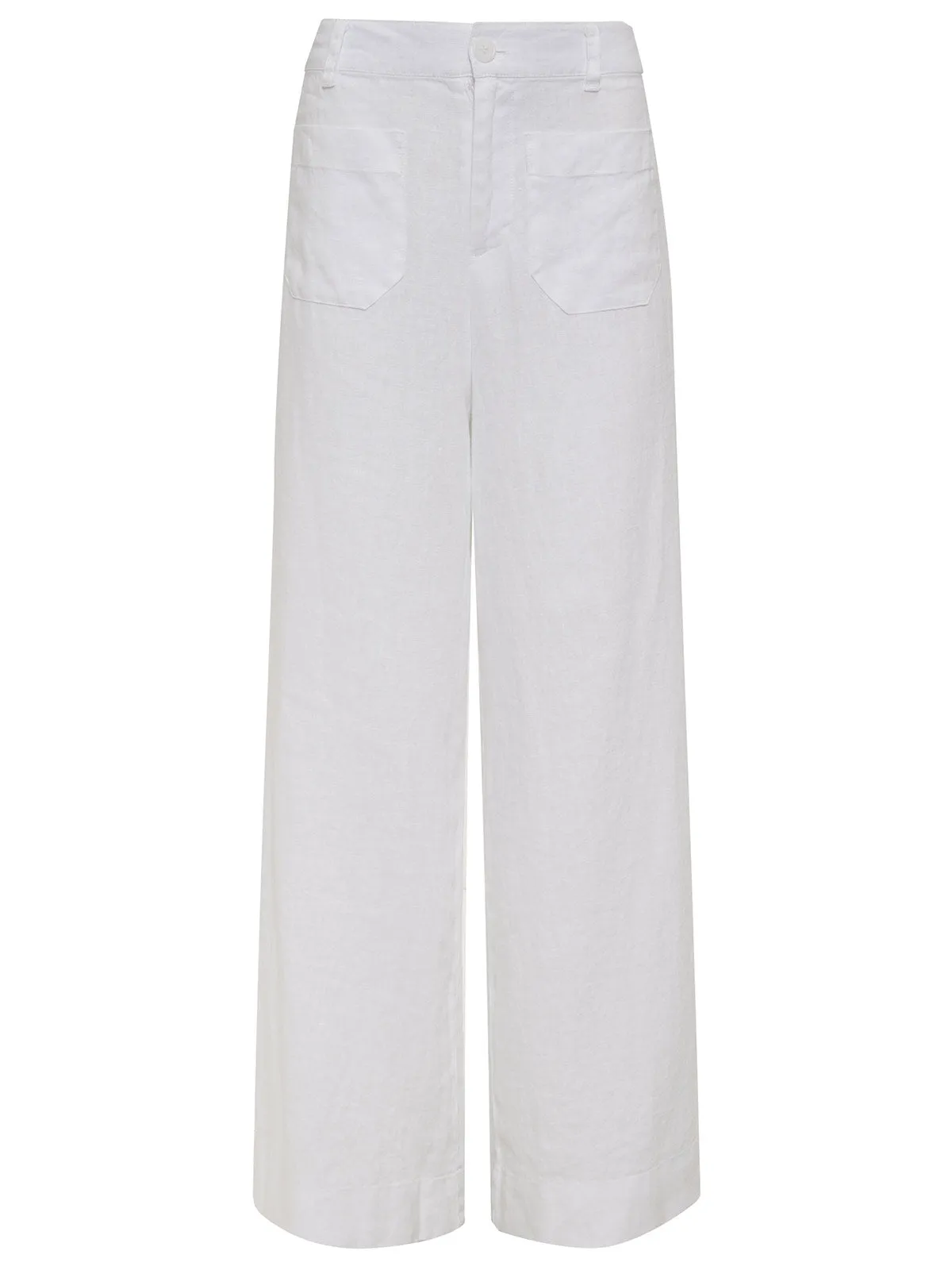 The Linen Marine Wide Leg Semi-High Rise Pant White