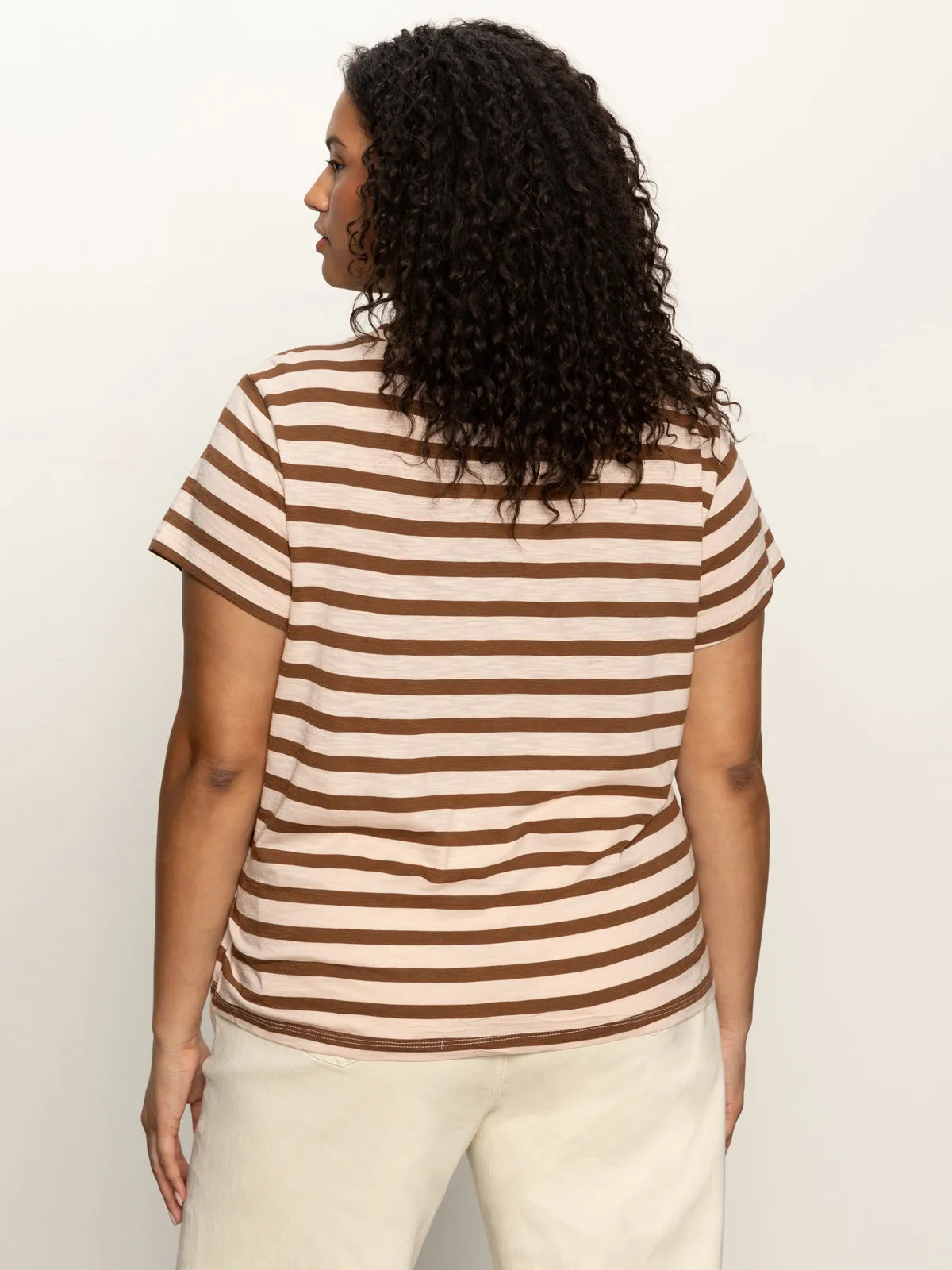 The Perfect Tee Earth Pink / Sepia Stripe Extended Sizing