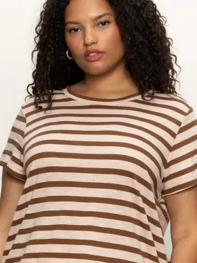 The Perfect Tee Earth Pink / Sepia Stripe Extended Sizing