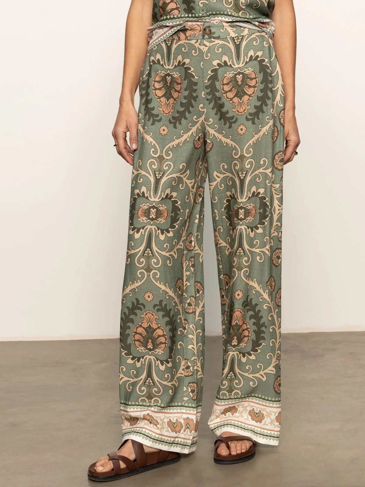 The Soft Semi High Rise Trouser Mezzo Sage