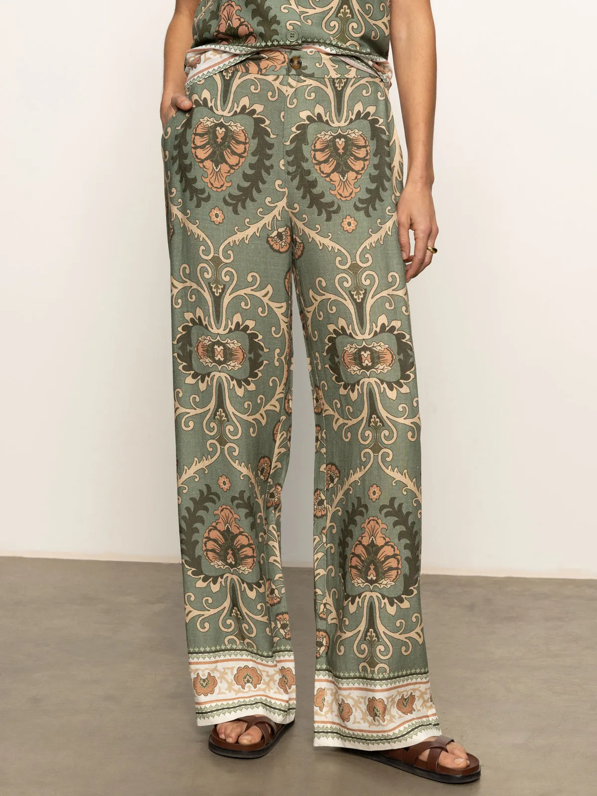 The Soft Semi High Rise Trouser Mezzo Sage