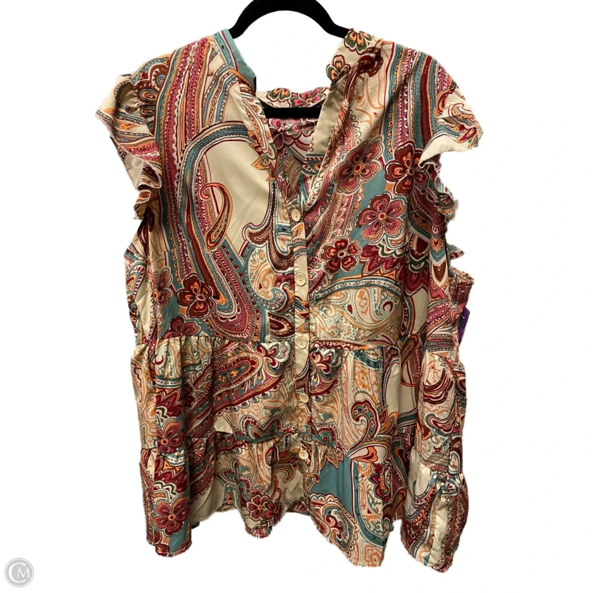 Top Short Sleeve  By Shein In Nautical Print, Size: 5x