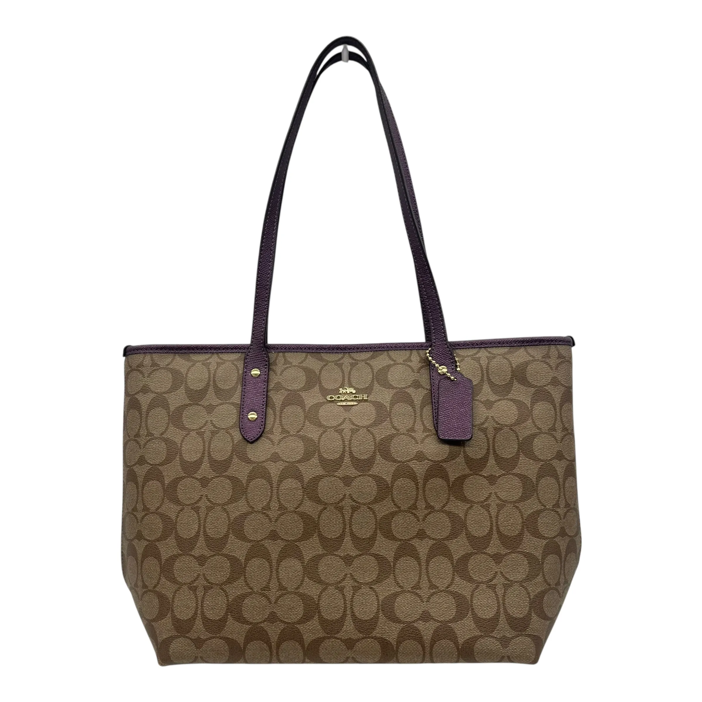 Tote Designer By Coach In Tan, Size:Large
