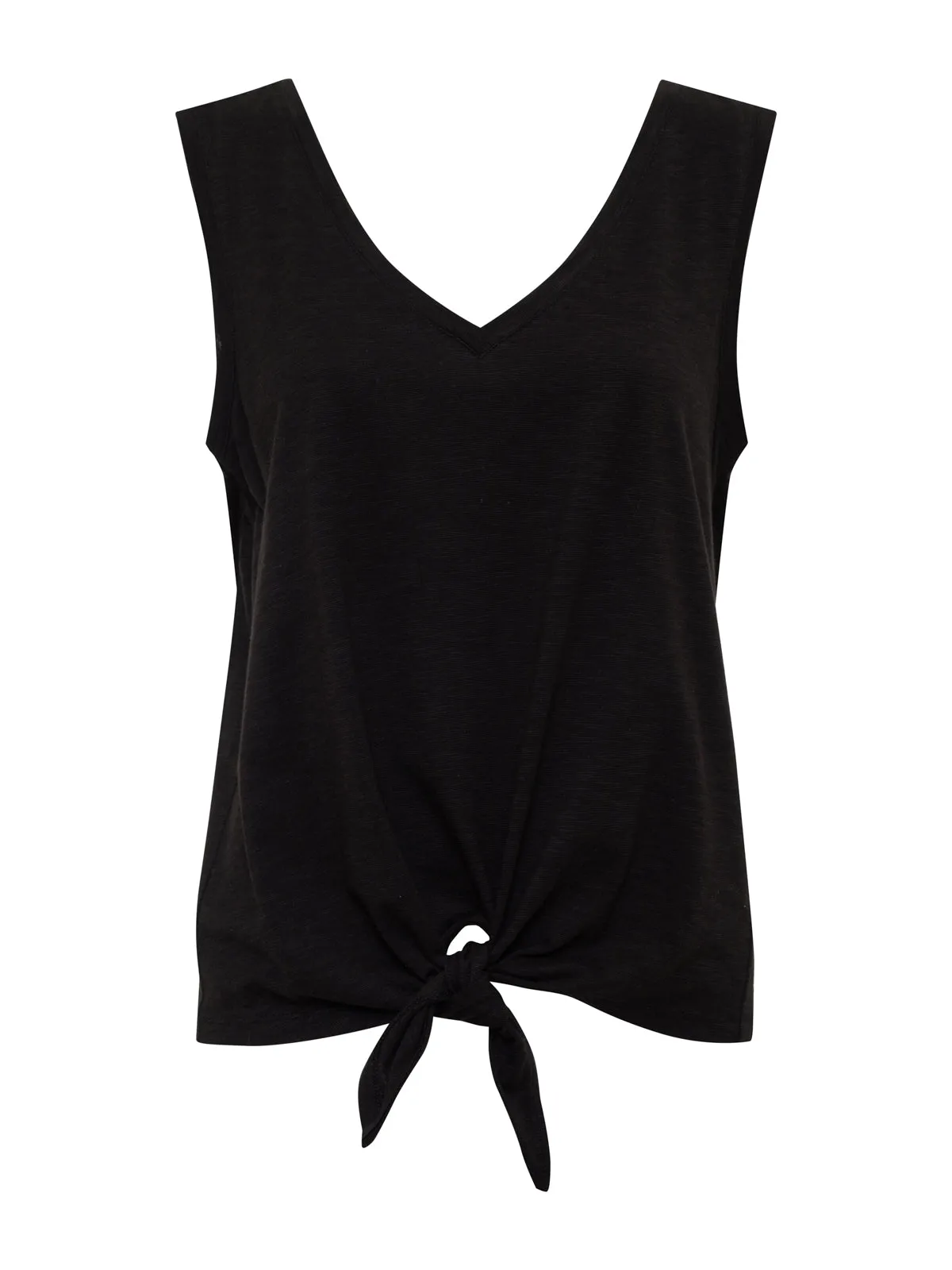 V-Neck Tie Tank Black
