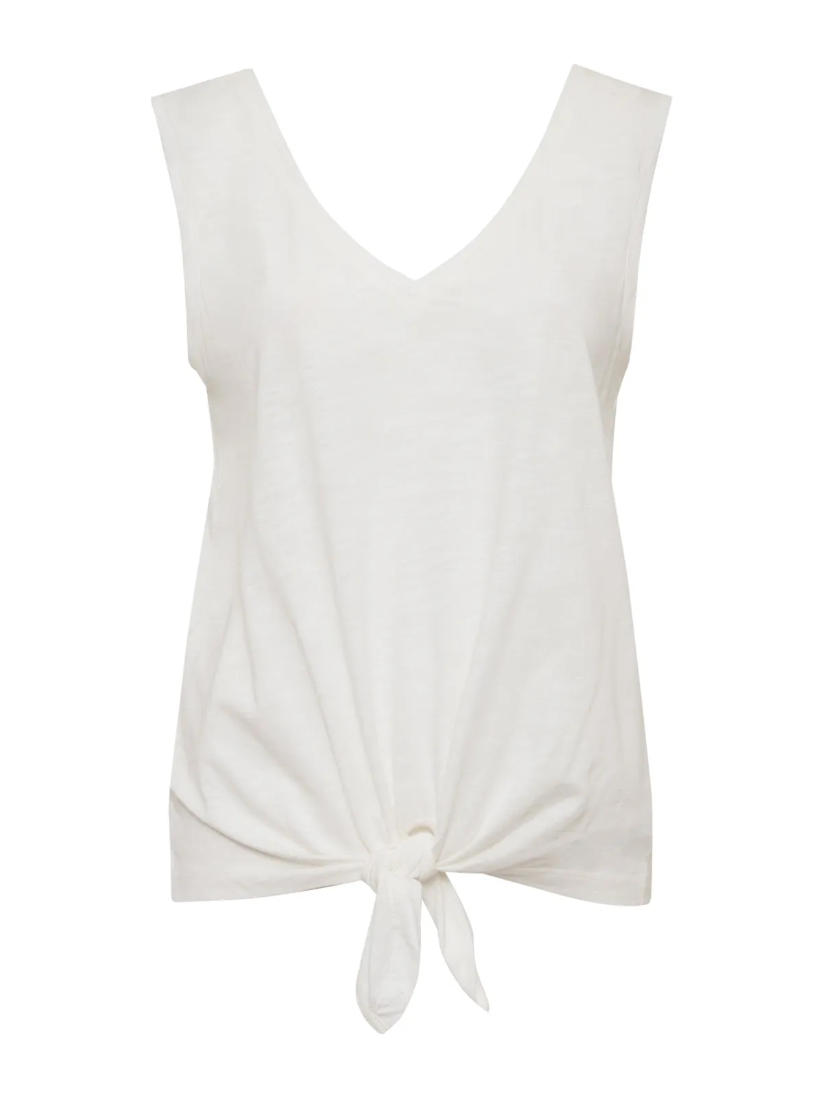 V-Neck Tie Tank White