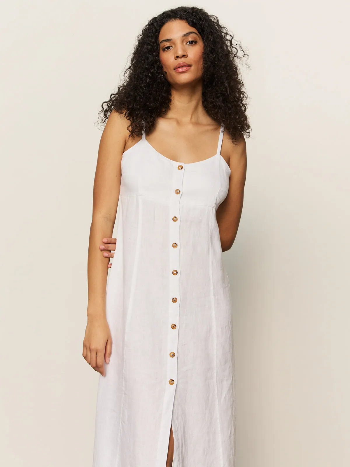 Wilder Linen Dress Bleached White